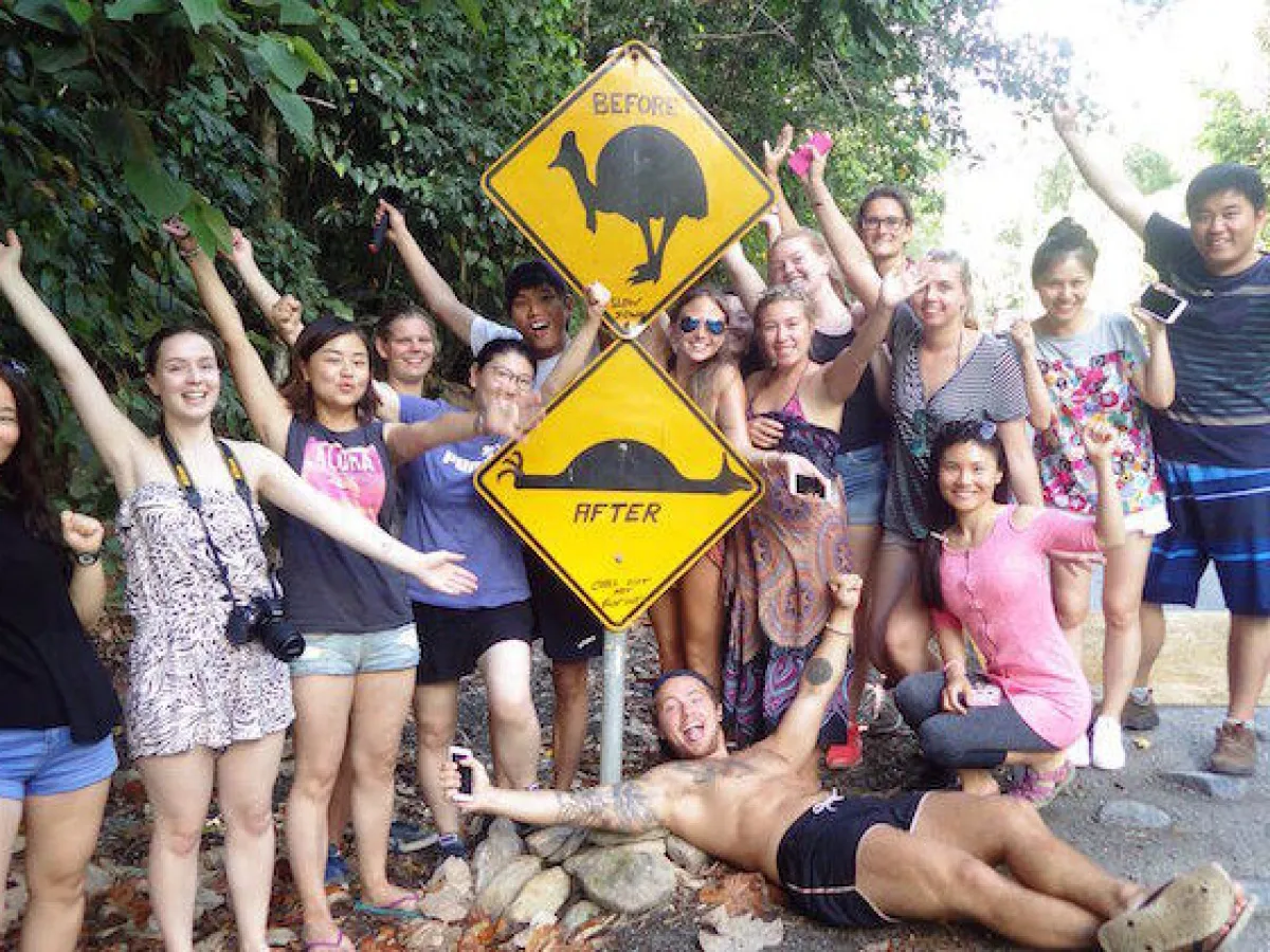 a group of people posing for the camera