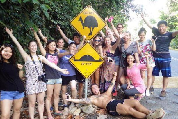 a group of people posing for the camera